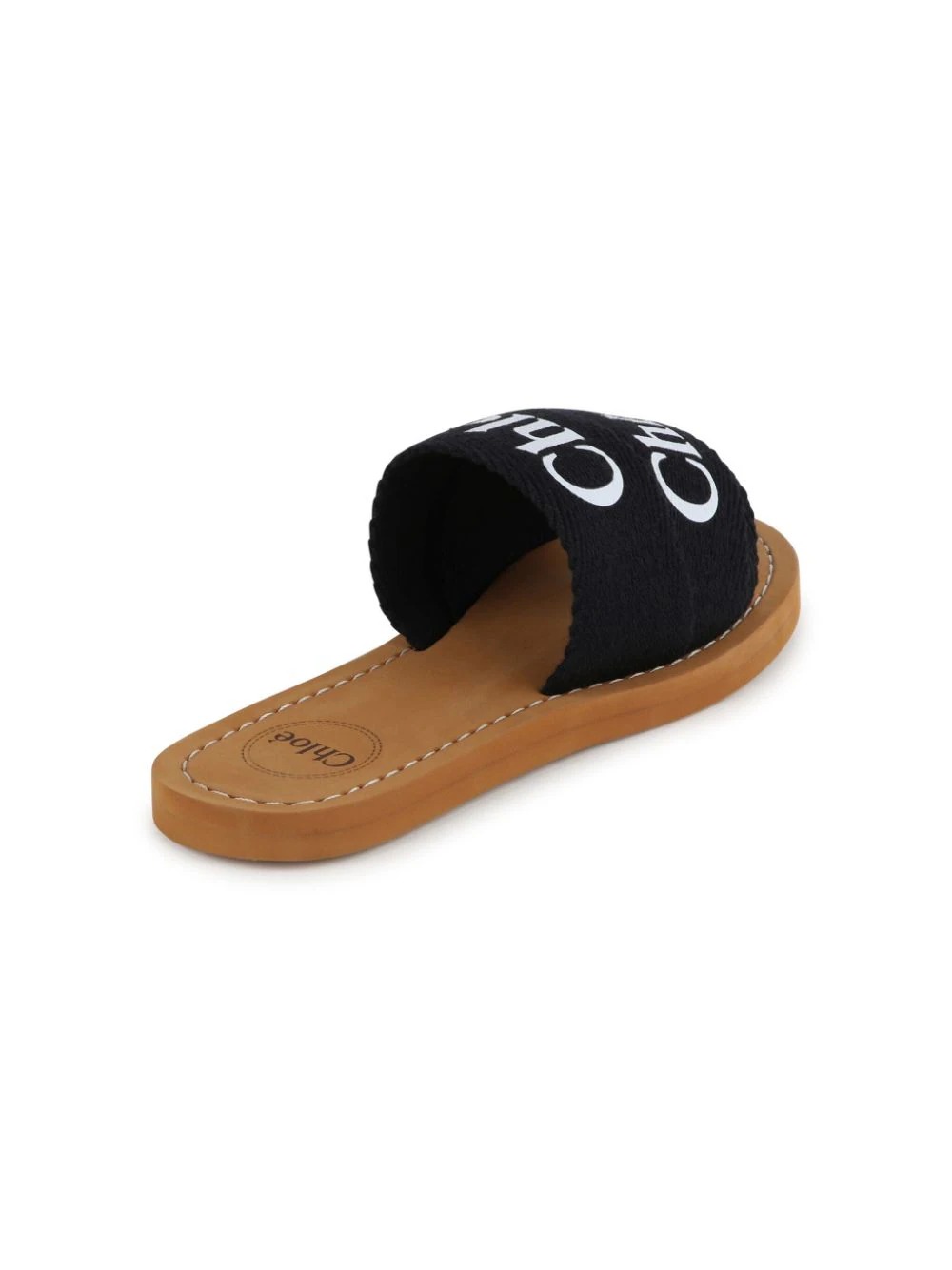 Woody Sandals In Black Canvas With Logo